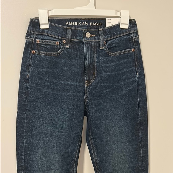 NWT American Eagle Super High-Rise Ankle Straight Dark Indigo Stretch Jeans Sz 4 - Picture 1 of 6